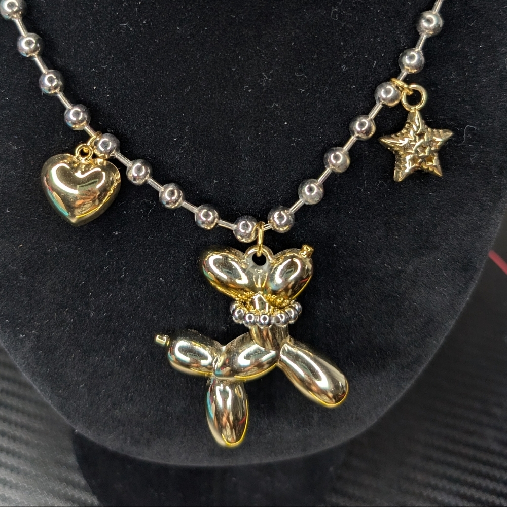 Gold Balloon Dog Charm Necklace